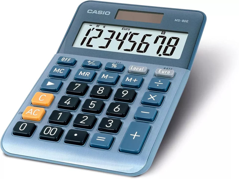 CASIO MS-80E 8 Digit XL Display Solar Powered Calculator Euro Conversion - UK