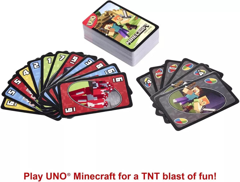 UNO Minecraft Card Game Animated Character Themed Collector Deck 112 Cards