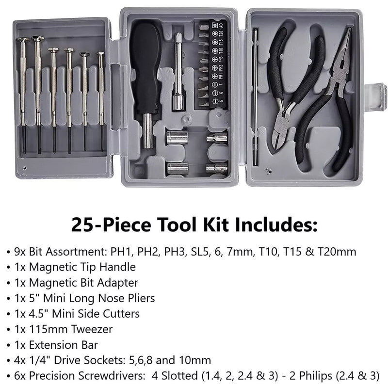 Duratool 25 Pieces Mini Tool Kit With Carry Case DIY Tools - D00197