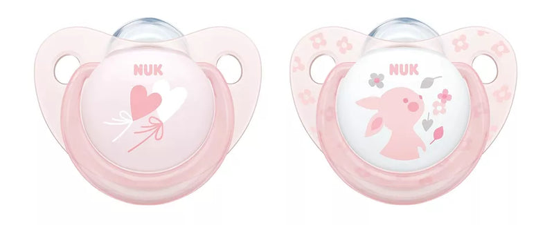 NUK Baby Dummy Rose & Blue Advanced Pacifier BPA-Free Silicone Soothers, 0-6m