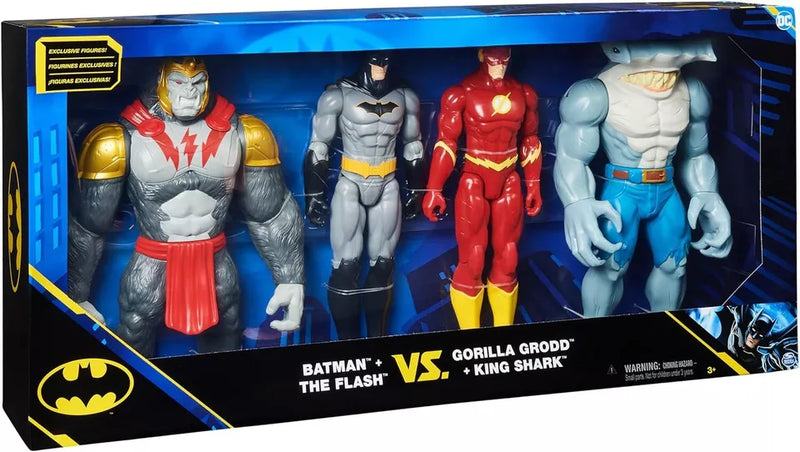 DC Comics, Batman vs. Gorilla Grodd 4-Pack, 30-cm Action Figures (Batman, The Flash, Gorilla Grodd, King Shark), Kids’ Toys for Boys and Girls Aged 3 and Up