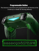 Green Elite Edition Wireless Bluetooth PS4 Controller Gamepad Button Programmable Joystick with Turbo/Gyro/HD Dual Vibration/Touch Panel/LED Indicator for PS4/PC/iOS & Android.
