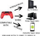 Wireless Controller for PS4/Pro/Slim/PC Bluetooth Gamepad Joystick Dual Vibrate - Red