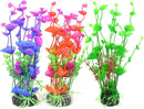 Aquarium Plants Artificial Fish Tank Decorations 19cm Plastic Ornament Decor (Red, Purple & Green) – 3 Pack