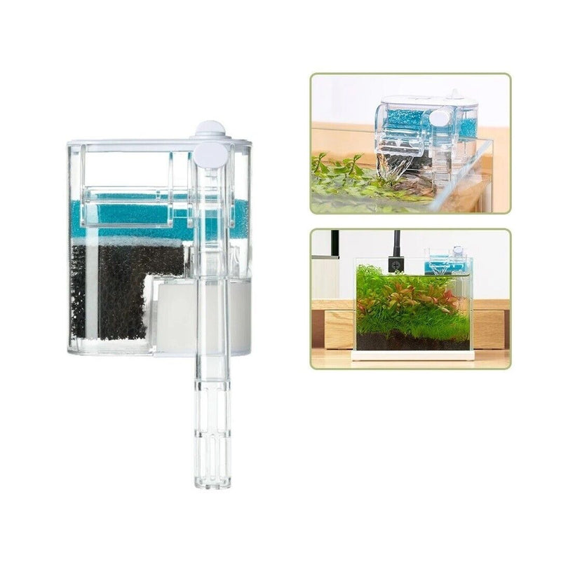 Fish Tank Filter Mini Waterfall External Hang On Aquarium Filter USB - 250L/H