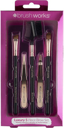 Brushworks Rose Gold HD Luxury Brow Kit  With 2 Brow Brushes, Tweezers & 1 Comb