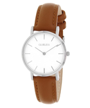 Clueless Ladies 32mm Silver Quartz Watch With Brown Leather Strap bcl10102-206