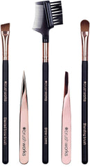 Brushworks Rose Gold HD Luxury Brow Kit  With 2 Brow Brushes, Tweezers & 1 Comb
