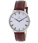 JAMES & SON Men's Analog Quartz Watch with Brown Leather Strap - JAS10061-205